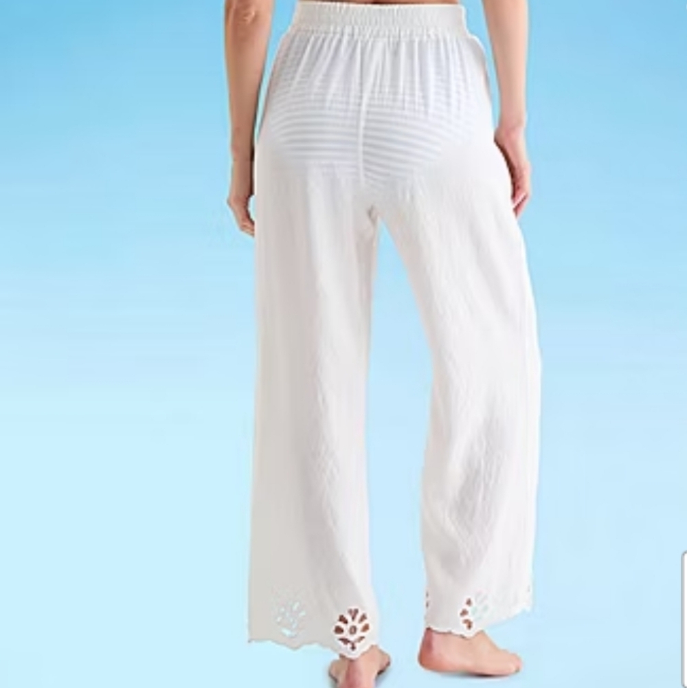 Liz Claiborne Women's Size 14 Breathable Pants Swimsuit Cover-Up White - Picture 2 of 12